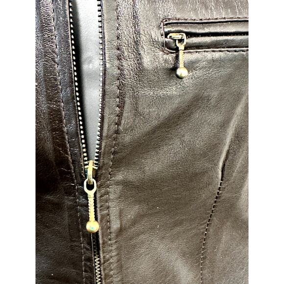 Saguaro West Trading Co. 1990's Soft Supple Dark Brown Leather Zip-up Vest-Small - Picture 4 of 8